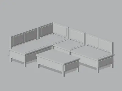 Traditional Wooden Corner Bench Free low-poly 3D model