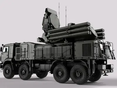 Pantsir S2 shell close air defence system Low-poly 3D model