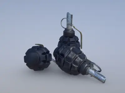 Ammo Grenade F1-UZRGM-2 Black Low-poly 3D model