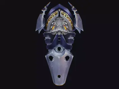 Fantasy Heavy Shield Steel Weapon Armor Cartoon Runic Style Low-poly 3D model