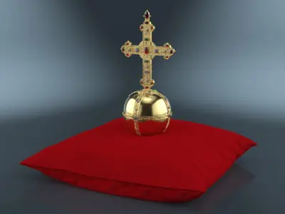 Minimalist Globus Cruciger Displayed on Cushion 3D model