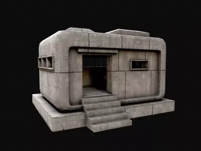 Military Concrete Bunker Base 9 Low-poly 3D model