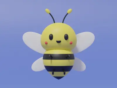 Cute Cartoon Bee 3D model