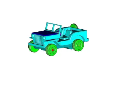 Wind Up Rubber Band Jeep 3D print model