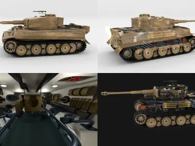 Fully built Panzer Tiger Tank Early interior and engine 3D model