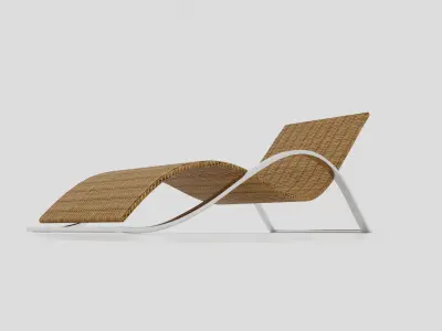 Honey brown Curved Woven chair Free 3D model