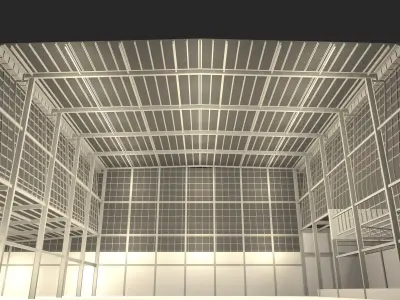 Factory building in section cut 24ZZ36 3D model