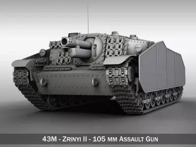 43M Zrinyi II - Hungarian Assault Gun  3D model