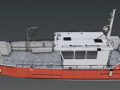 Workboat vessel Low-poly 3D model