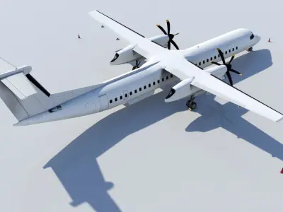 DHC-8D Q400 Low Poly Static Low-poly 3D model