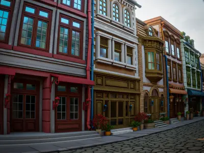 LOWPOLY CITY BUILDING STYLIZE PACK 8 BUILDING 3D Model Collection