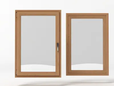 Window 1 pair of wooden windows 3D model