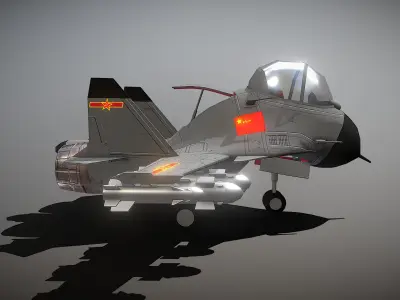 Cartoon Airplane J-15 Low-poly 3D model