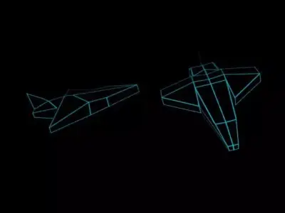 Tech vaporwave for MEGA LOW poly airplane Free low-poly 3D model