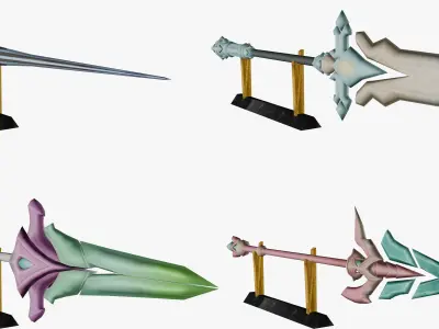 20 STYLIZED SPEAR MODELS PACK 1 - LOW POLY Low-poly 3D model