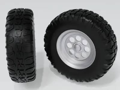 OFF ROAD WHELL-TIRE 3D MODEL Low-poly 3D model