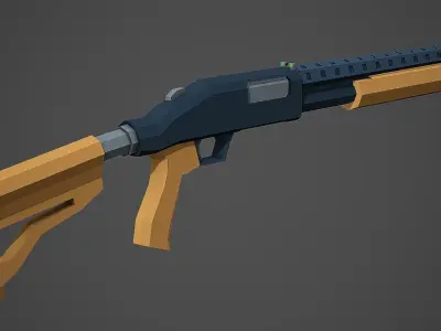 Stylized Mossberg 500 Shotgun Low Poly Mobile Ready Low-poly 3D model
