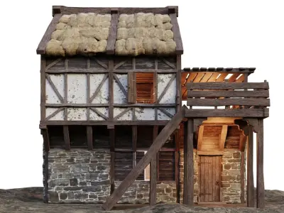 Medieval Old House 15 PBR 4K GameReady Low-poly 3D model