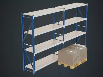 Boxes Pallet And Shelf 1A Low-poly 3D model