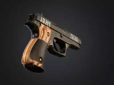 Classic Metal Pistol Low-poly 3D model