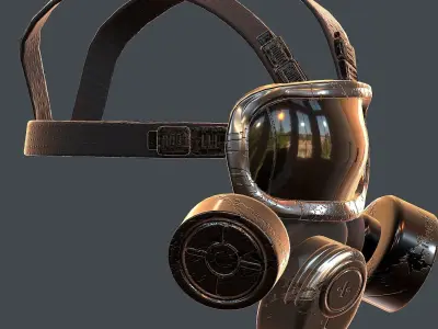 Gas mask helmet 3d model scifi Low-poly Low-poly 3D model