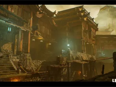 Asian Canal Environment Low-poly 3D model