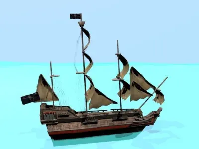 Pirate ship The Walrus Low-poly 3D model