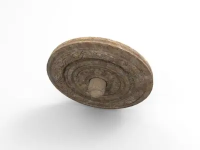 Chariot wheel with sculpting Low-poly 3D model