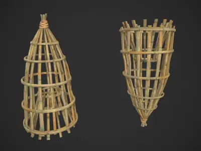 Bamboo Fish Trap Low-poly 3D model