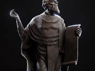 The statue of the Sage Low-poly 3D model
