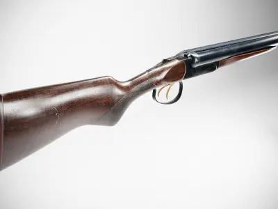 Double Barrel Shotgun Low-poly 3D model