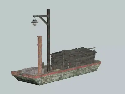 Medieval Old Fishing Boat Low Poly 3D Model Low-poly 3D model