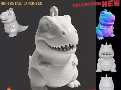 Cute TRex Dinosaur 3D Printable Keychain Model 3D print model