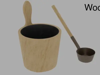 Sauna bucket and ladle Free 3D model
