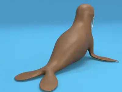 cartoon walrus Low-poly 3D model
