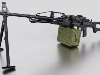 Game-Ready PKP machine guns Low-poly 3D model