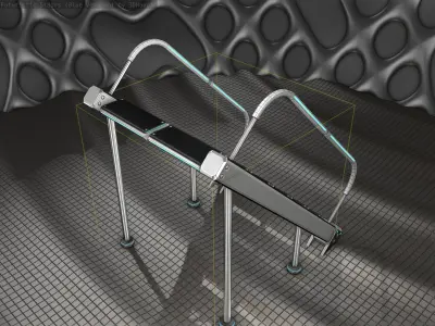 Sci-Fi Stairs - 20 - Silver Blue Neon Light Version Low-poly 3D model