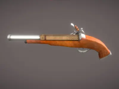 Flintlock Pistol Low-poly 3D model