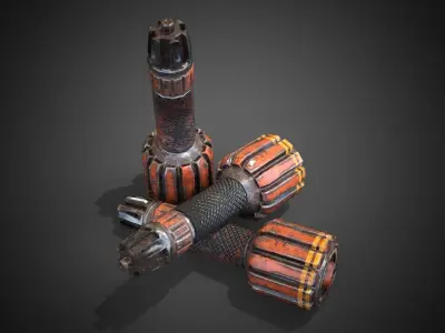 Sci-fi post-apocalyptic grenade Low-poly 3D model