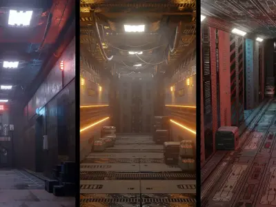 SCI-FI CORRIDORS PACK 3D model