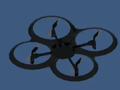 Quadrack quadcopter with four propellers Low-poly 3D model