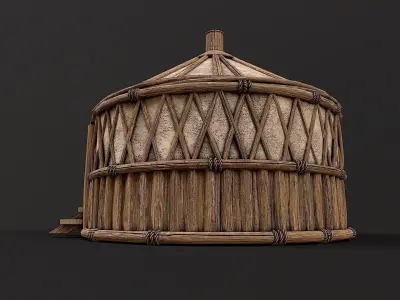 Traditional Yurt Nomads Tent with Interior 5 Low Poly PBR Low-poly 3D model