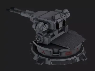 TURRET WEAPON GUN LOW POLY Low-poly 3D model
