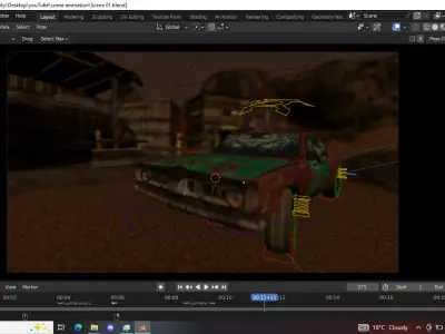 Blender Car Animation Scene Free low-poly 3D model