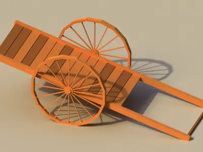 Low Poly Wooden Cart Low-poly 3D model
