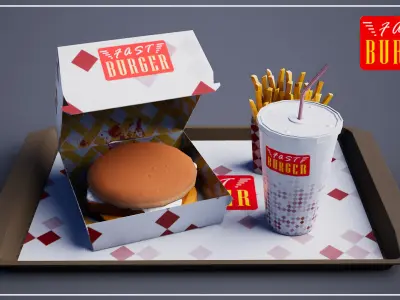 Fish Burger - Package Low-poly 3D model