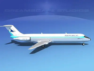 Douglas DC-9-40 Republic Airlines 3D model