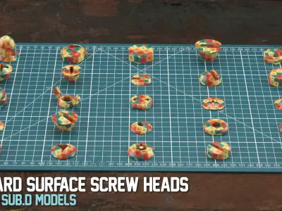 25 Sub-D Hard Surface Screw Heads Free 3D model