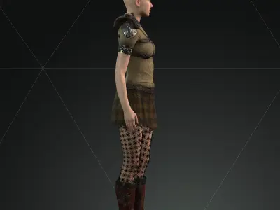 Steampunk rigged character Low-poly 3D model shop