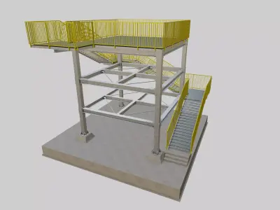 Steel Structure-Tsunami Evacuation Tower-Type-1 Free 3D model